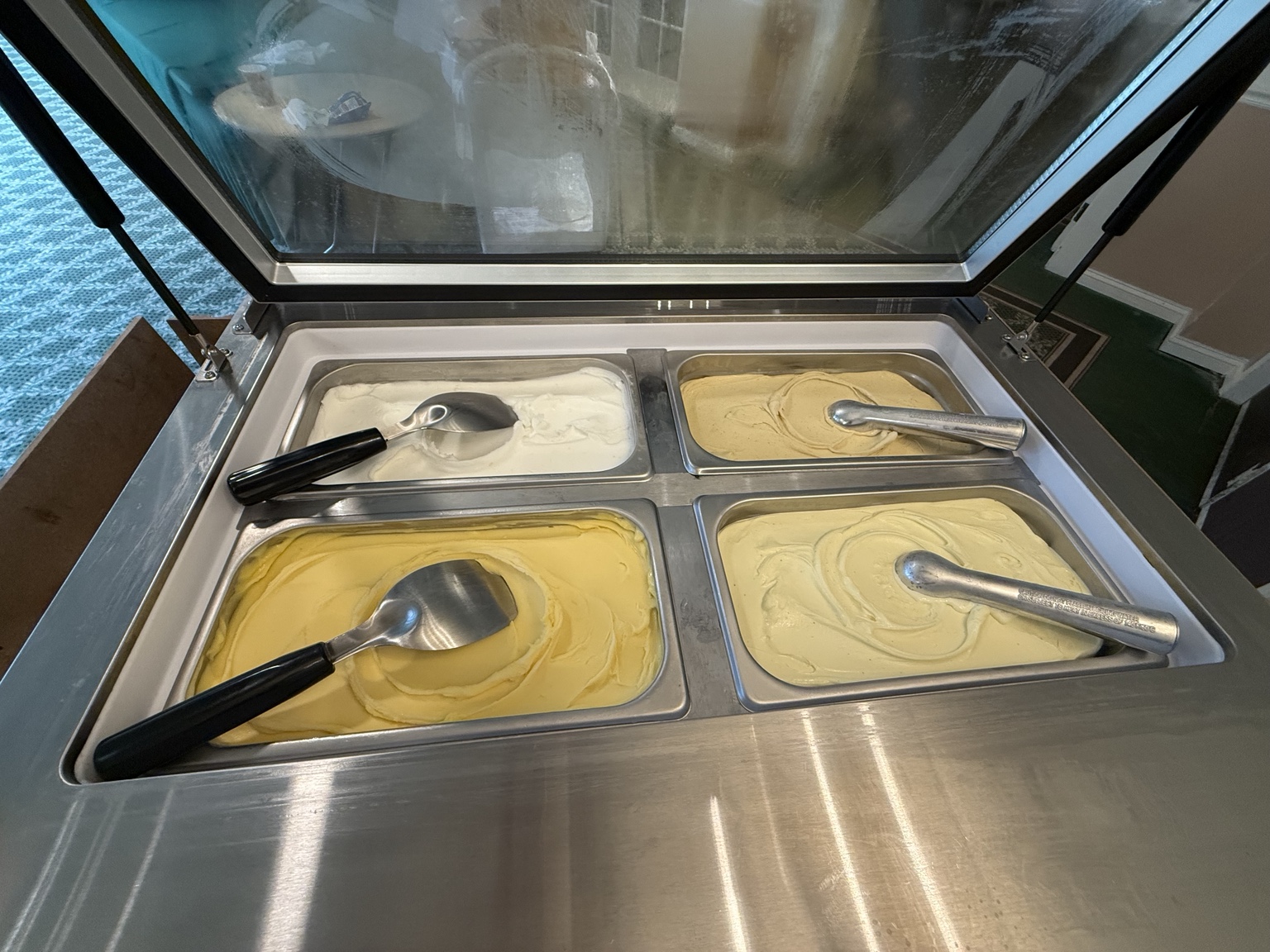 Four pans of Italian gelato